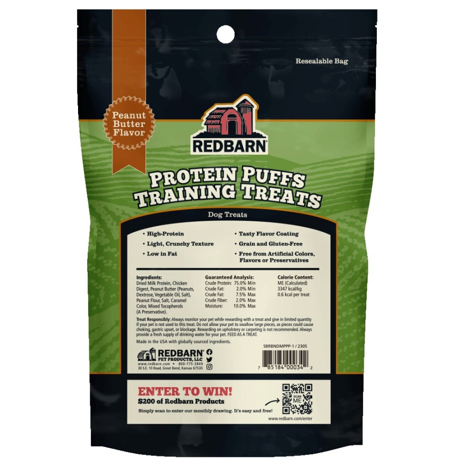 For Dogs Redbarn Rewards & Treats | Protein Puffs Training Treats Peanut Butter Flavor