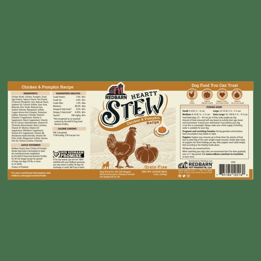 For Dogs Redbarn Canned Dog Food | Chicken & Pumpkin Hearty Stew