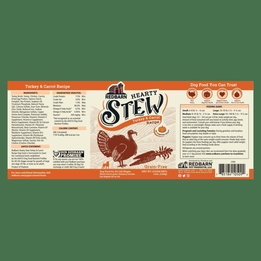 For Dogs Redbarn Canned Dog Food | Turkey & Carrot Hearty Stew