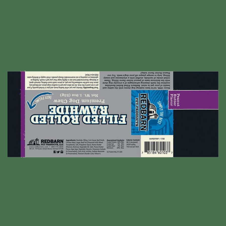 For Dogs Redbarn Chews | Filled Rolled Rawhide Peanut Butter Flavor