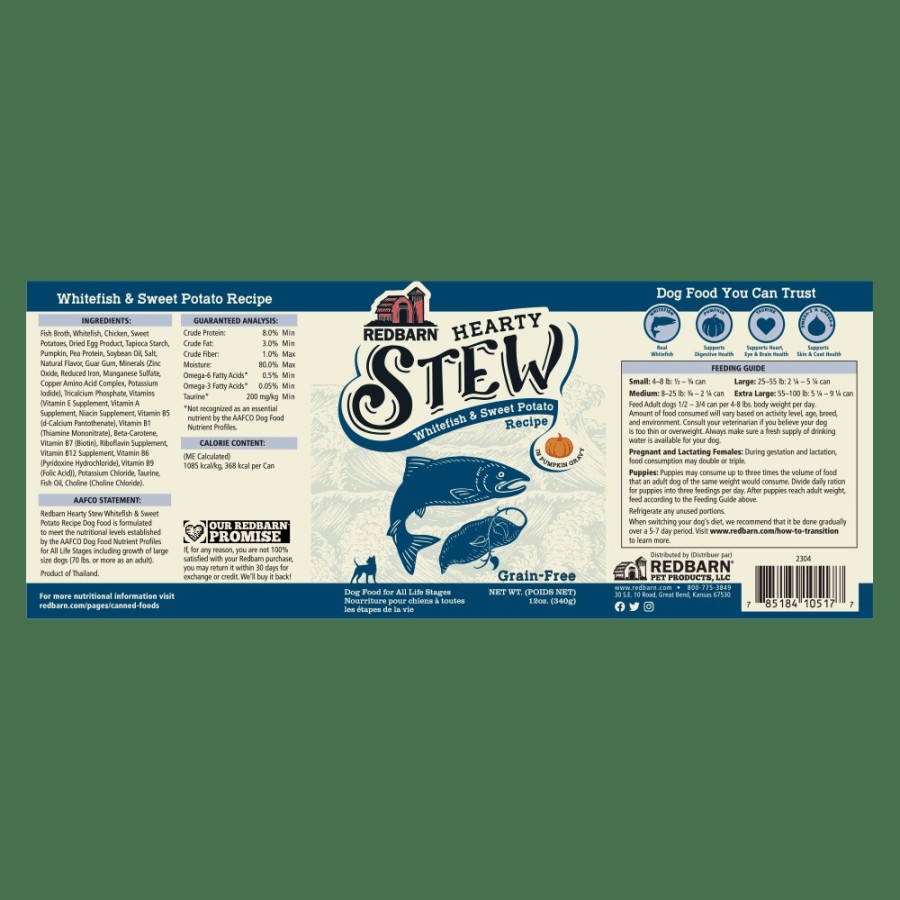 For Dogs Redbarn Canned Dog Food | Whitefish & Sweet Potato Hearty Stew