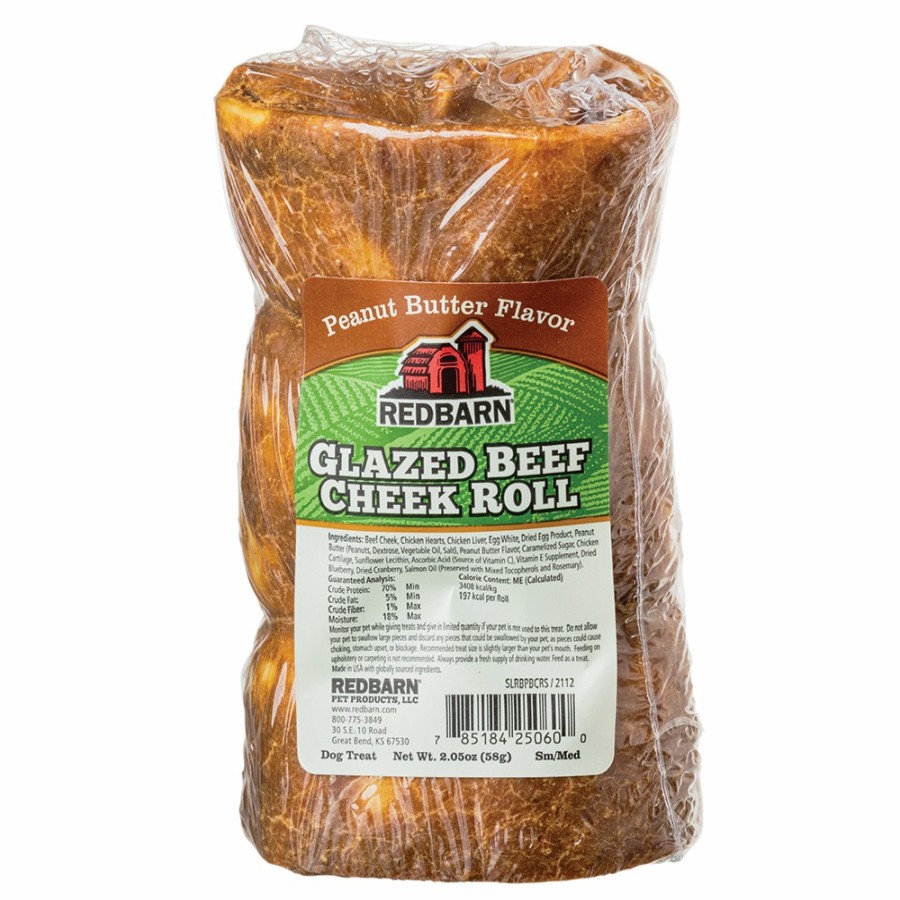 For Dogs Redbarn Chews | Glazed Beef Cheek Rolls - Peanut Butter Flavor